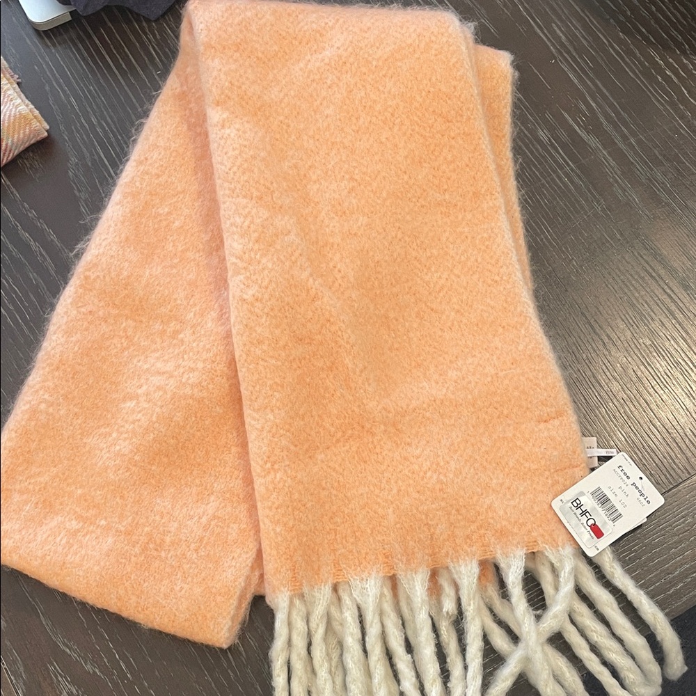 Free People Peach Fringe Scarf